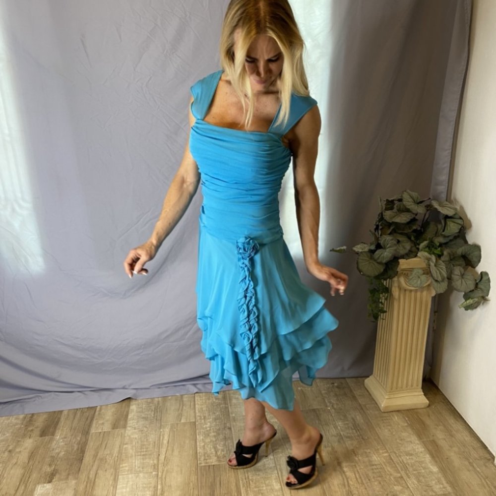SonGrio Aqua Flirty Cocktail Dress. size 10.
